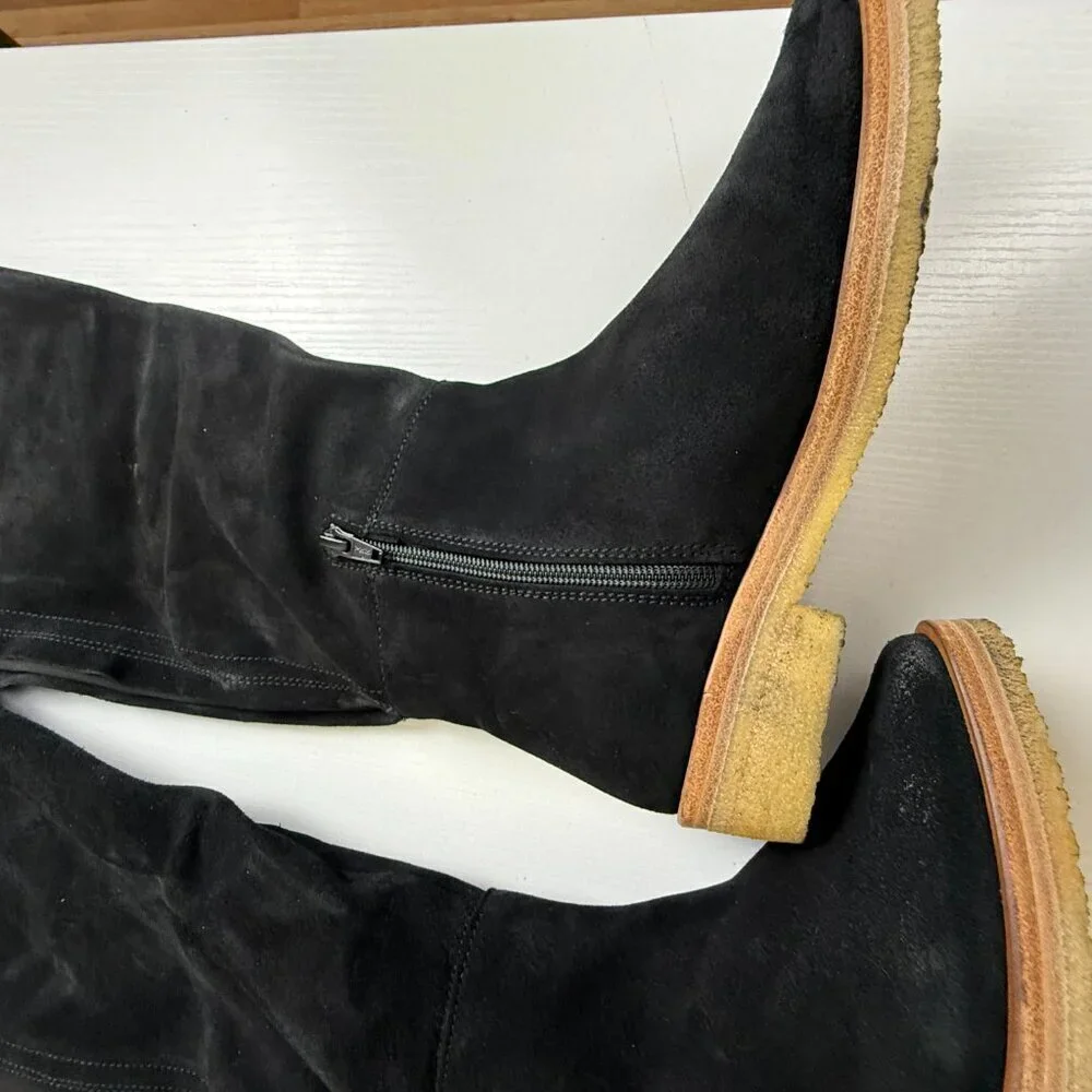 NWT Free People Banks Over The Knee Boots Black Suede Size 36.5 | Made in Spain